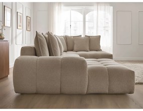 Кафяво-сив шенилов сгъваем/с място за съхранение ъглов диван (десен ъгъл/U форма) Everest – Bobochic Paris