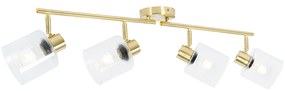 Таванен прожектор златен със стъкло 4-светлина регулируем - Laura
