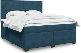 3293276 vidaXL Боксспринг легло с матрак, синьо, 180x200 см, кадифе