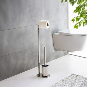 Поставка за тоалетна хартия стойка с четка от неръждаема стомана в блестящо сребрист цвят Levante – Wenko