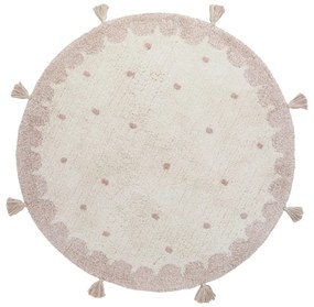 Розов и кремав ръчно изработен памучен килим, ø 110 cm Mallen - Nattiot