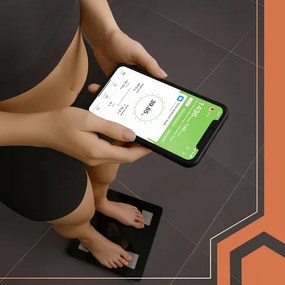 Интелигентна електронна везна с приложение RUHHY 20675, тегло до 226 кг, кантар за баня, черен цвят