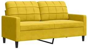 4007630 vidaXL 2-местен диван, жълт, 140 см, кадифе