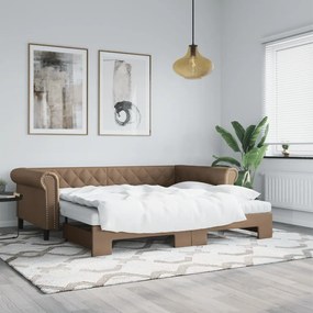 3197730 vidaXL Канапе с походно легло и матрак, 90x200 см изкуствена кожа