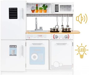 Дървена детска кухня с LED осветление + аксесоари