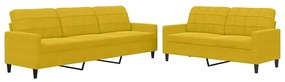 3278477 vidaXL Комплект дивани от 2 части с възглавници, жълт, кадифе