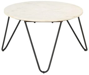 286446 vidaXL Кафе маса бяла 65x65x42 см естествен камък с мраморна текстура
