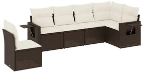 3220232 vidaXL Градински комплект с възглавници, 6 части, кафяв, полиратан