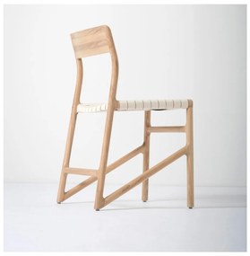 Трапезен стол от масивна дъбова дървесина с бяла седалка Fawn - Gazzda