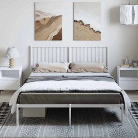 350933 vidaXL Метална рамка за легло с горна табла, бяла, 150x200 см