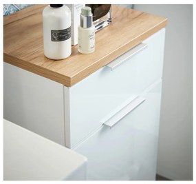 Дъбов нисък шкаф за баня в бял\естествен цвят 39x86 cm Pescara - Germania