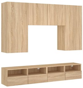 3216520 vidaXL ТВ стенни модули, 5 части, сонома дъб, инженерно дърво
