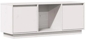 814340 vidaXL ТВ шкаф, бял, 110,5x35x44 см, бор масив