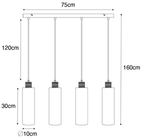 Модерна висяща лампа черна с опушено стъкло 4-светлина - Stavelot