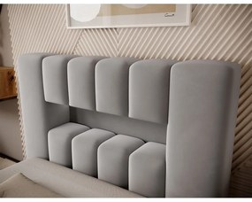 Сиво единично легло 90x200 cm тапицирано с място за съхранение с включена подматрачна рамка Lamica – ELTAP