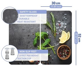 Комплект от 2 капака за печка от сиво стъкло Universal Herbs - Wenko