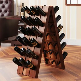 Сгъваема дървена стойка за вино от акациева дървесина за 36 бутилки