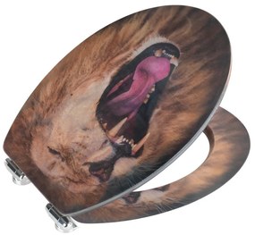 Седалка за тоалетна с 3D изображение и лесно затваряне , 44,5 x 38 cm Lion - Wenko