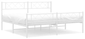 372349 vidaXL Метална рамка за легло с горна и долна табла, бяла, 183x213 см
