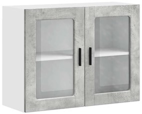 854091 vidaXL Кухненски стенен шкаф със стъклена врата Porto бетонно сив