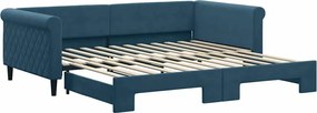 3197777 vidaXL Канапе с изтеглящо разтегателно легло синьо 90x200 см кадифе