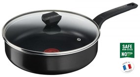 Тиган Tefal B5673253 C24 LENA SIMPLY CLEAN, 24 см, Незалепващо покритие, Стъклен капак, Без PFOA, Черен