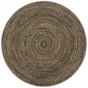 Sonata Ръчно тъкан килим от юта, черен и естествен цвят, 150 см