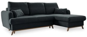 Тъмносив разтегателен/с място за съхранение ъглов диван (десен ъгъл) Scandic Lagom – Miuform
