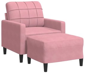3278260 vidaXL Кресло с табуретка, розово, 60 см, кадифе