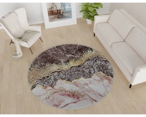 Миещ се кръгъл килим в кафяво-златисто ø 120 cm - Vitaus