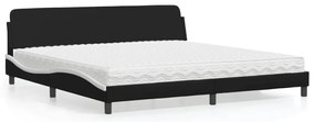 3208482 vidaXL Легло с матрак Dover, черно и бяло, 200x200 см, изкуствена кожа