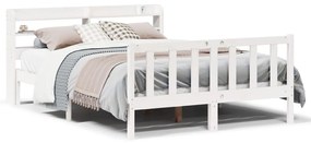 3306571 vidaXL Рамка за легло без матрак, бял, 135x190 см, бор масив