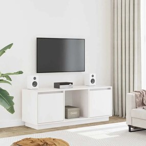 814340 vidaXL ТВ шкаф, бял, 110,5x35x44 см, бор масив