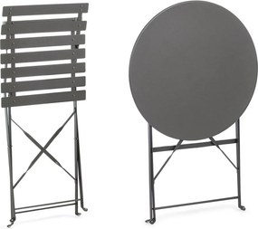 Антрацитен стоманен градински комплект за хранене за 2 Austin – Bizzotto