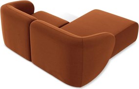 Теракотен кадифен ъглов диван (ляв ъгъл) Lani – Makamii