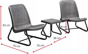 Градинско обзавеждане за балкон сиво - комплект 2 стола + маса