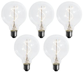 Комплект от 5 димируеми LED спирални филаментни крушки E27 G95 4W 270LM 2700K