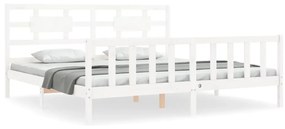 3192577 vidaXL Рамка за легло без матрак, бял, 200x200 см, бор масив