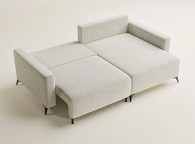 Кремав шенилов сгъваем/с място за съхранение ъглов диван (десен ъгъл) Leon – Maison de Rêve