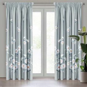 Сива затъмняваща завеса с принт на цветя Ширина: 140 см | Дължина: 270 см