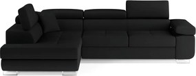 Черен разтегателен ъглов диван с място за съхранение (ляв ъгъл L форма) Anton – ELTAP