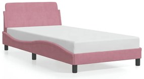 373137 vidaXL Рамка за легло с табла без матрак, розова, 100x200 см, кадифе