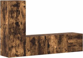 3120224 vidaXL Комплект ТВ шкафове от 3 части, опушен дъб, инженерно дърво