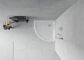 Mexen Flat полукръгъл тънък душ корито 80 x 80 см, бял, хром сифон - 41108080