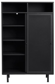 Черно метално шкафче с плъзгащи се врати 90x140x40 cm Veep – Unique Furniture