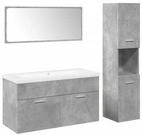 3324881 vidaXL Комплект мебели за баня от 4 части бетонно сив инженерно дърво
