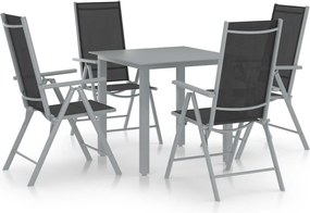 3070632 vidaXL Градински трапезен комплект 5 части алуминий сребристо и черно