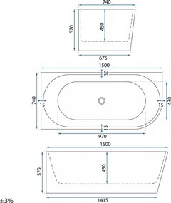 Ъглова акрилна вана REA Bellanto Slim 150 Left