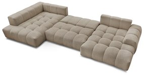 Кафяво-сив шенилов сгъваем/с място за съхранение ъглов диван (ляв ъгъл/U форма) Everest – Bobochic Paris