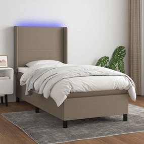 3138129 vidaXL Боксспринг легло с матрак и LED, таупе, 90x200 см, плат